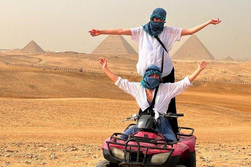 Giza: ATV Adventure Around the Pyramids View of Giza pyramids
