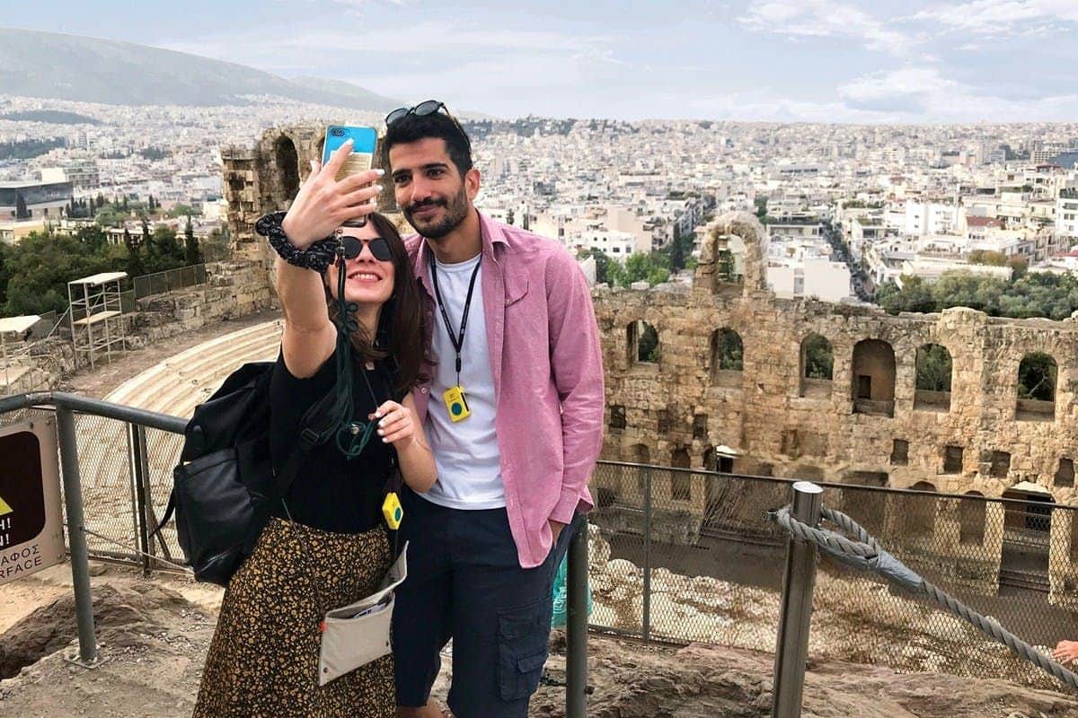Acropolis of Athens: Guided Tour + Skip The Line Ticket The Odeum of Herodes and the city of Athens at the background