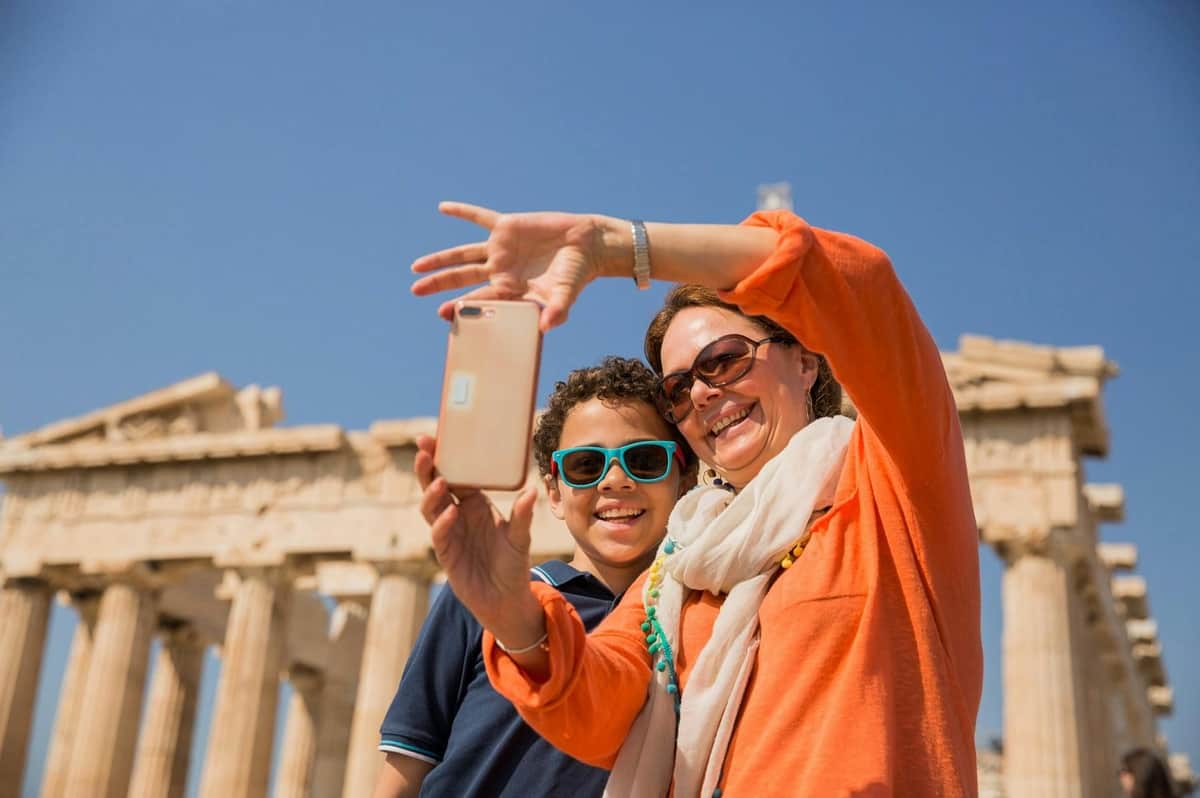 Acropolis: Young Heroes - A Family Friendly Mythology Tour In front of the Parthenon