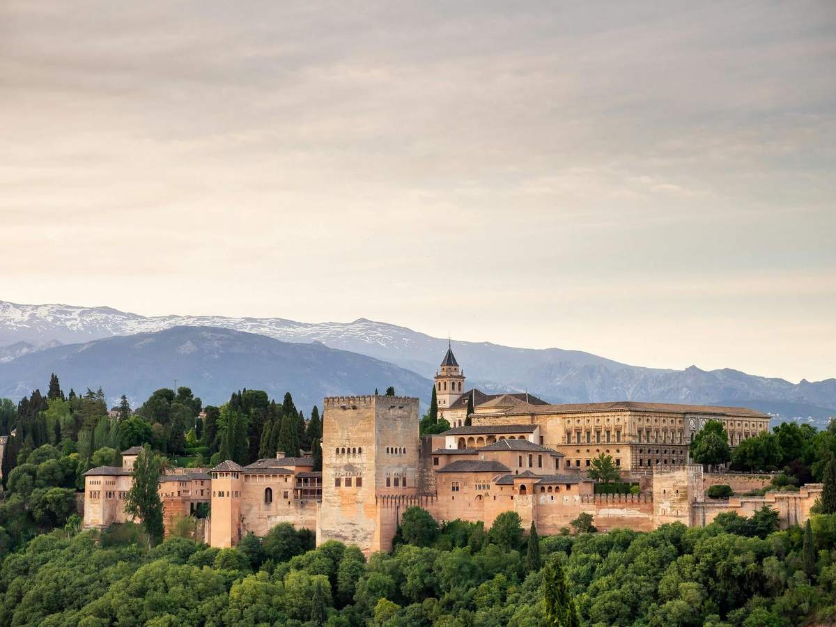 Alhambra: Guided Tour with Flamenco Show & Drink + Transport from Granada Courtyard of the Lions